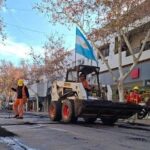 Capital: cortan las calles Alem y Chile por obras de bacheo del Plan 50 Cuadras Trabajos de reparación de calzada en la ciudad de San Juan, imagen de archivo
