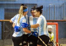 San Juan despidió a Las Águilas y a la Sub-19 en el Cantoni antes del Mundial Jugadoras argentinas de hockey sobre patines durante la despedida en el Aldo Cantoni.